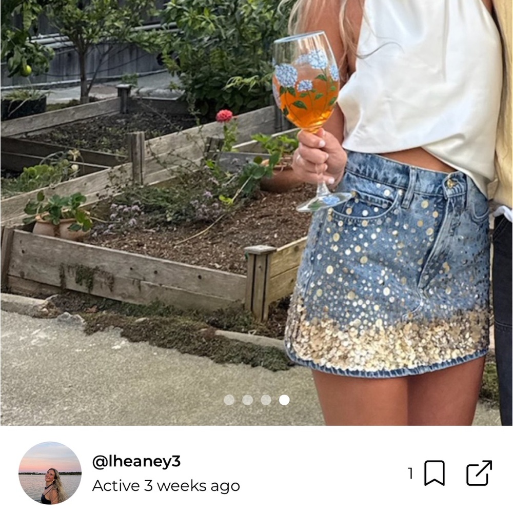 Frame Denim Gold and Blue Mini Skirt